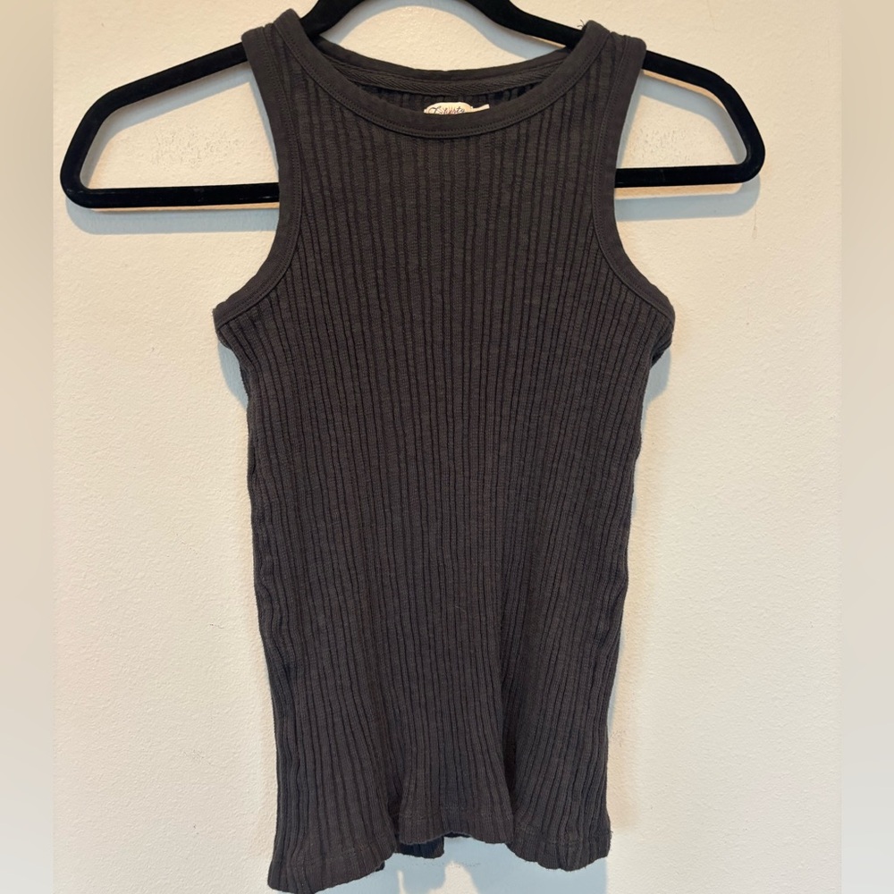 Faherty Gray Ribbed Tank Top
